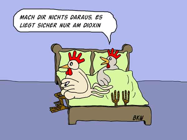 Cartoon: Dioxin im Hühnerfutter